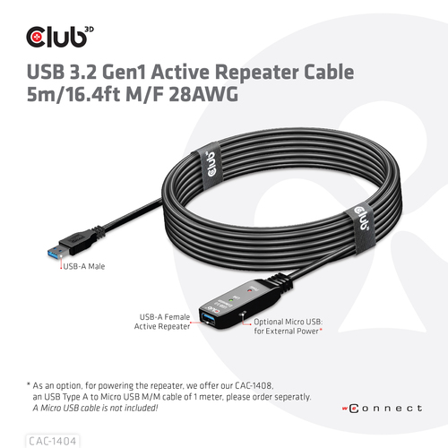 Club 3D USB 3.2 Gen1 Active Repeater verlengkabel, afbeelding 6