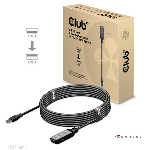 Club 3D USB 3.2 Gen1 Active Repeater verlengkabel, afbeelding 2