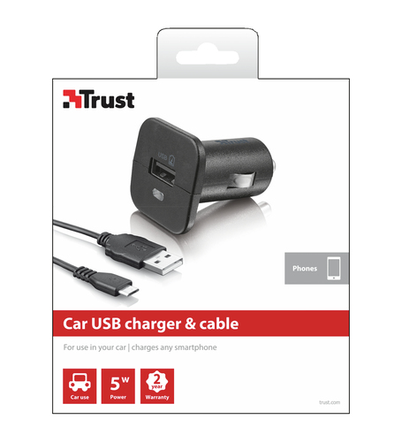 Trust 5W Car Charger met Micro-USB-kabel oplader, afbeelding 3