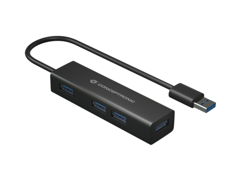 CONCEPTRONIC USB-Hub 4-Port 3.0 ->4x3.0 +TypC A o.Netzt. zwart, afbeelding 3