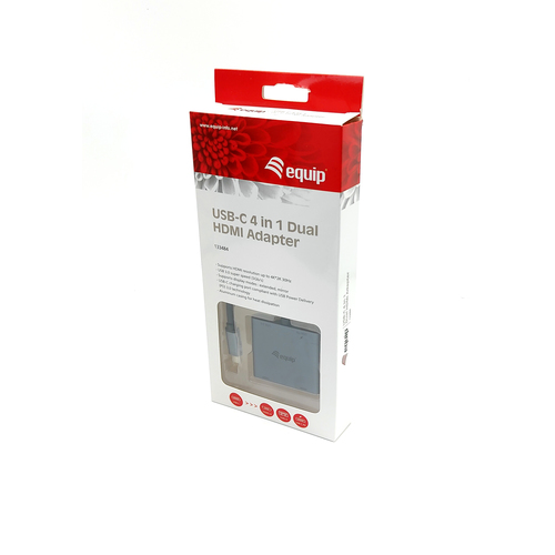 Equip Adapter USB-C -> 2xHDMI,USB-A3.0,PD 4K30Hz 0.15m si, afbeelding 7