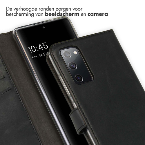 Selencia Echt Lederen Bookcase Samsung Galaxy S20 FE - Zwart, afbeelding 4