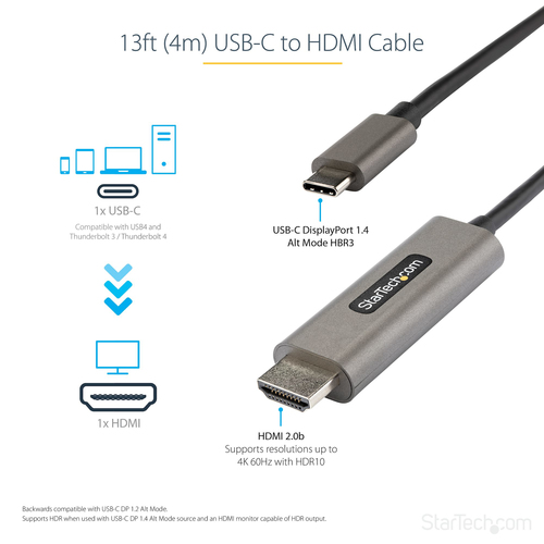 StarTech.com 4m USB-C naar HDMI Kabel - 4K 60Hz met HDR10, afbeelding 5