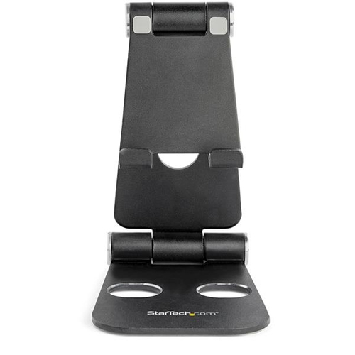 Startech Phone and Tablet Stand, Foldable Universal Mobile Device Holder for Smartphones & Tablets, Adjustable Multi-Angle Viewing Ergonomic Cell Phone Stand for Desk, Portable, Black - Foldable Phone Holder (USPTLSTNDB) Skrivebordsstander Sort P/N DK30C – billede 3