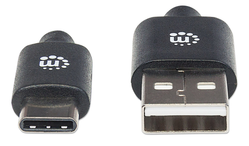 Manhattan Cable USB-C a USB-A, 3 m, USB 2.0, 480 Mbps, Hi-Speed USB, negro, garantía de por vida imagen 3