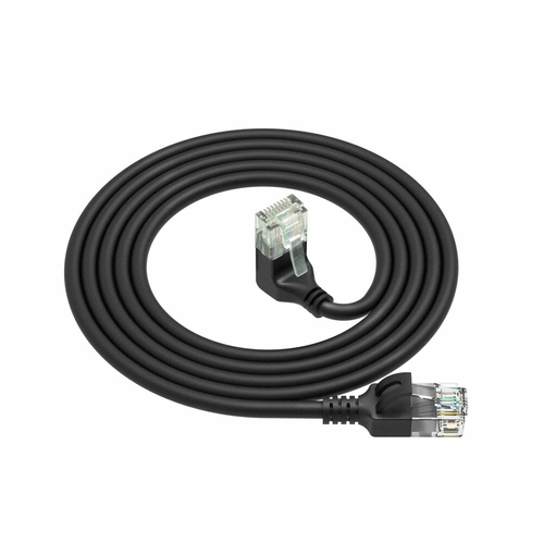 CAT6A U/UTP SLIM D-ANG BK 5.0M. 1 stk, afbeelding 2
