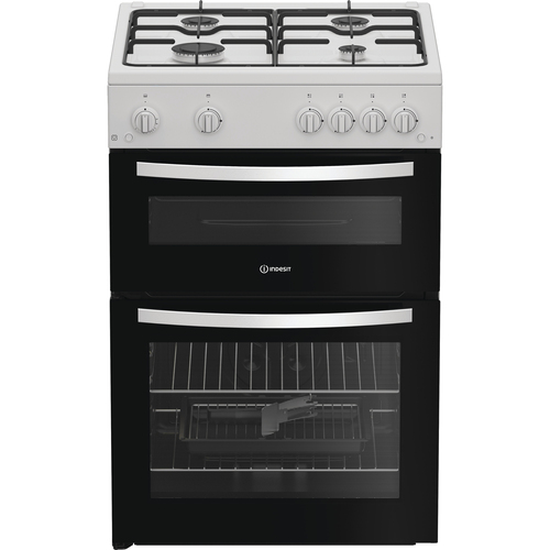 Indesit ITG6GW 60cm Twin Cavity Gas Cooker in White 4 Gas Burners 72 L - image 1