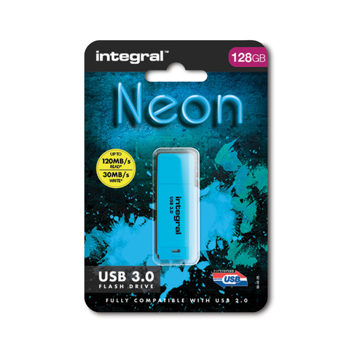 Integral 128GB USB3.0 DRIVE NEON BLUE UP TO R-120 W-30 MBS – image 2