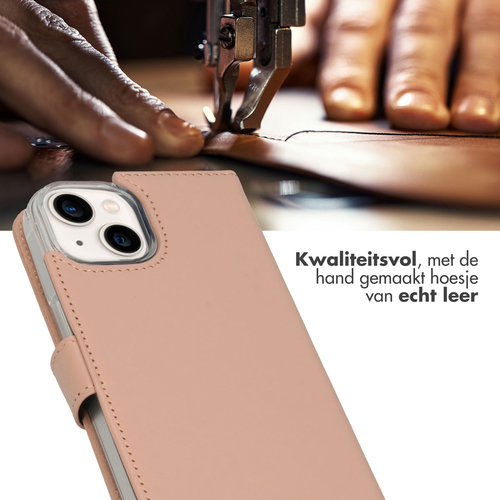 Selencia Echt Lederen Bookcase iPhone 14 - Dusty Pink, afbeelding 2