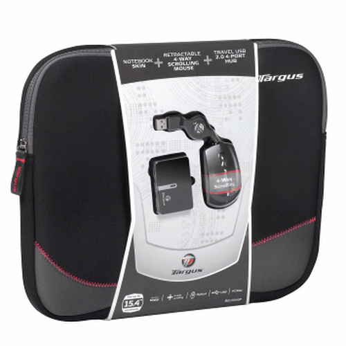 Targus Notebook Skin + Retractable 4-Way Scrolling Mouse + 4-Port Hub
