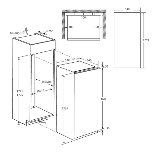 Hoover HOUS518EWK Integrated Tall Freezer - Sliding Hinge, White - image 5