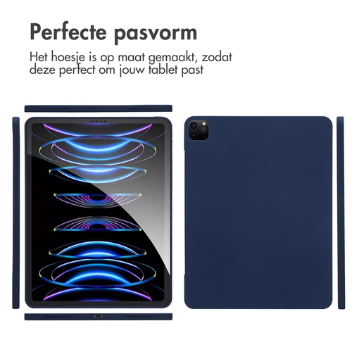 Accezz Liquid Silicone Backcover met penhouder iPad Pro 12.9 (2022) / Pro 12.9 (2021) / Pro 12.9 (2020) Tablethoesje Blauw, afbeelding 8