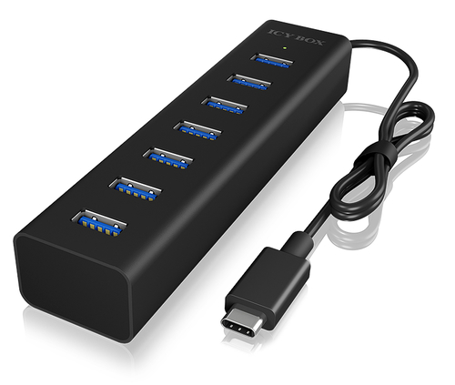 ICY BOX IB-HUB1700-C3 USB 3.2 Gen 1 (3.1 Gen 1) Type-C 5000 Mbit/s Black