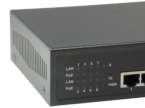 LevelOne 10-Port Gigabit PoE Switch, 8 PoE Outputs, 2 x SFP, 802.3at/af PoE – image 2