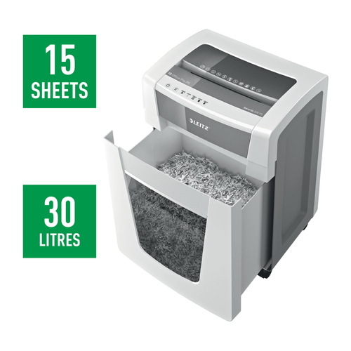 Leitz IQ Office Pro P5 Papierversnipperaar Cross cut 2 x 15 mm 30 l Aantal bladen (max.): 15 vellen Veiligheidsniveau 5 Ook geschikt voor Nietjes, Paperclips – Foto 6 van 11