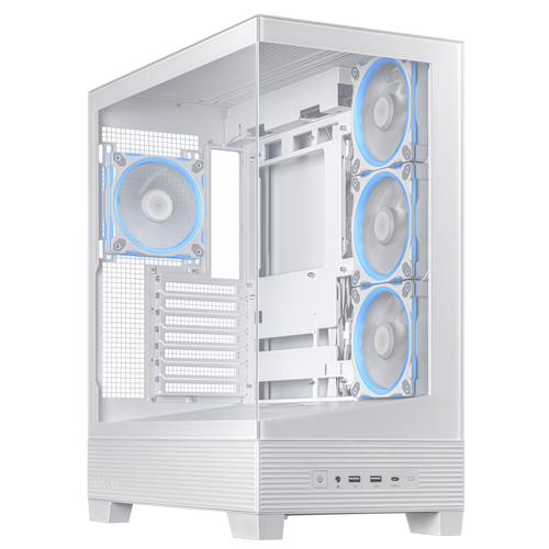 Asus A31 Plus TG Argb White Tempered Glass Mid Tower Gaming PC Case - Hidden Connectors, 360mm Radiators, 380mm GPUs - image 2