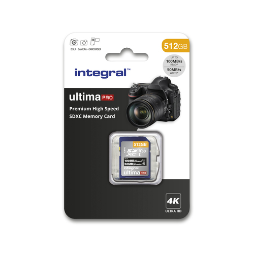 Integral 512GB SDXC UHS-1 U3 CL10 V30 UP TO R-100 W-50 MBS – image 1