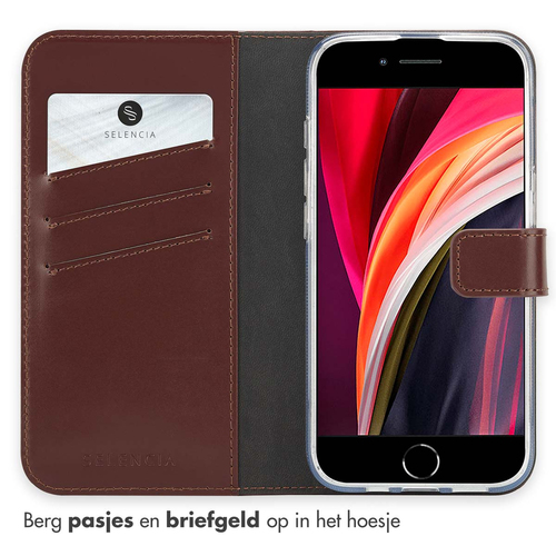 Selencia Echt Lederen Bookcase iPhone SE 4 - Bruin, afbeelding 3