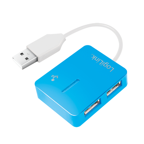 Logilink USB-HUB "Smile" 4-Port zonder Voeding blauw