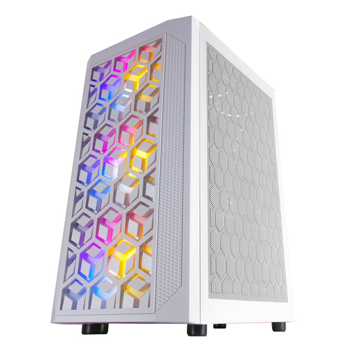 Mars Gaming MCMESHW Micro ATX Gaming PC Case 3x Fan FRGB White – image 3