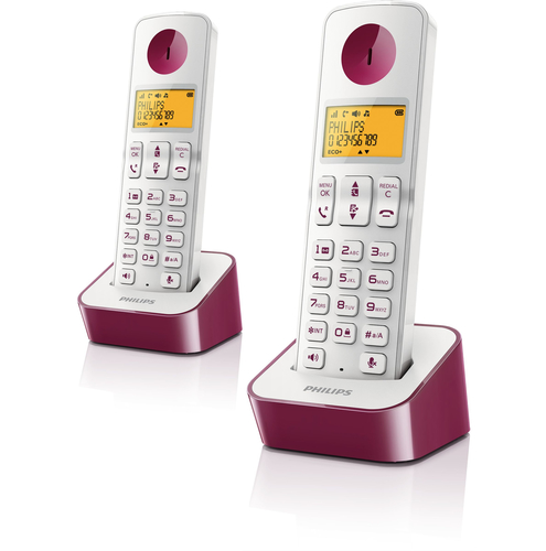 Philips D2102WP/23 telephone DECT telephone Caller ID Red, White