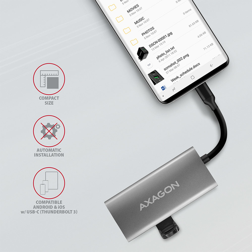 AXAGON Speedster 4 SuperSpeed USB-C 10 Gbps Hub mit 4 USB-Ports USB-Hubs - USB 32 - 4 - silber – Foto 9 von 10