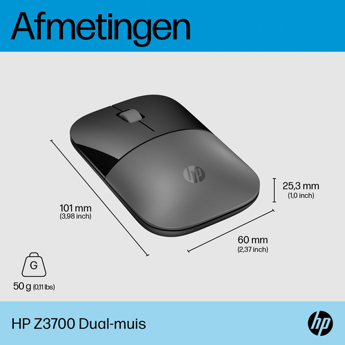 HP Z3700 Dual SLV Wireless Mouse EURO Muis Zilver – Foto 7 van 9