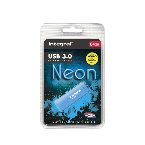 Integral 64GB USB3.0 DRIVE NEON BLUE UP TO R-100 W-30 MBS – image 7
