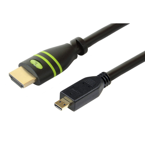 TECHLY HDMI High Speed mit Ethernet und Micro D Anschlusskabel 1m schwarz Anschluesse HDMI 19pol. Stecker auf Micro HDMI 19pol.