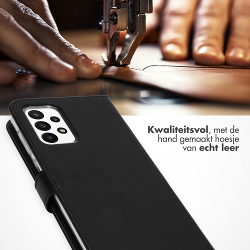 Selencia Echt Lederen Bookcase Samsung Galaxy A23 (5G) - Zwart, afbeelding 2