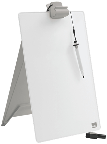 nobo Glazen notitiebord Diamond Glass Desktop (b x h) 216 mm x 297 mm Stralend wit Incl. tafelstandaard, Incl. boardmarker – Foto 4 van 5