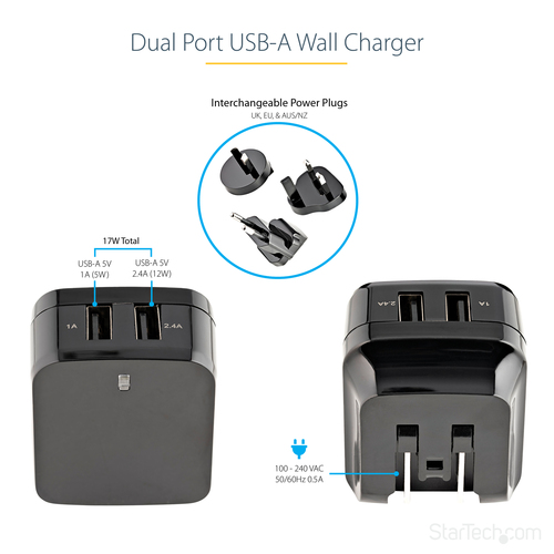 StarTech.com Dual-Port USB Wall Charger - International Travel – image 7
