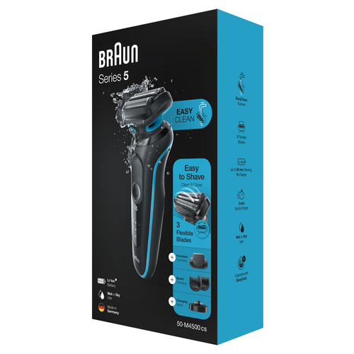 Braun Series 5 50-M4500cs Foil shaver Trimmer Black, Blue – image 7