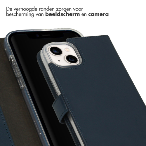 Selencia Echt Lederen Bookcase iPhone 14 Plus - Blauw, afbeelding 4