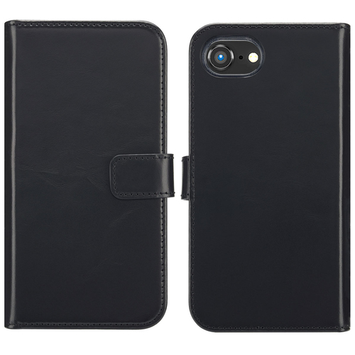 Selencia Echt Lederen Bookcase iPhone SE 4 - Zwart