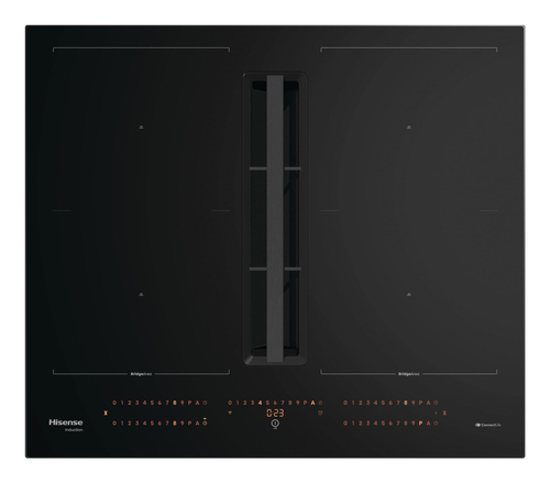Hisense This 60 cm wide induction hob with built in hood is perfect for kitchen islands and open spaces. It provides fast heating, powerful ventilation, and a s – image 1
