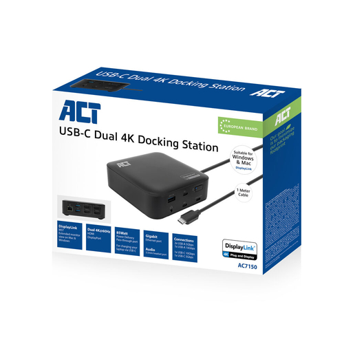 ACT USB-C Dual 4K Écran PC DisplayLink Station d'Accueil – Photo 4 sur 4
