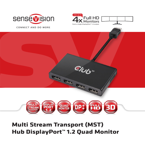 CLUB3D SenseVision MST Hub DisplayPort™ 1.2 Quad Monitor – image 2