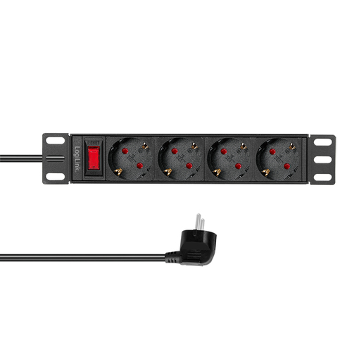 LogiLink Steckdosenleiste 4-fach mit Schalter,10"(1HE),2m