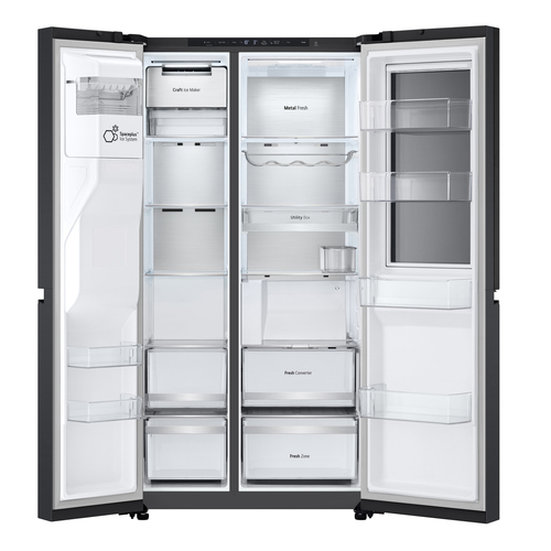 LG InstaView™ ThinQ™ GSXE90EVDD Wifi Connected Plumbed Total No Frost American Fridge Freezer - Black Steel - D Rated, Black - image 3