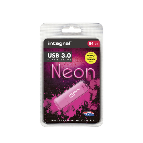 Integral 64GB USB3.0 DRIVE NEON PINK UP TO R-100 W-30 MBS – image 7
