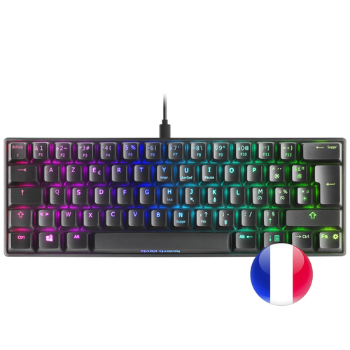 Mars Gaming MKMINIRFR Ultra-Compact Mechanical Keyboard Full RGB Chroma Switch OUTEMU PRO Red Black French Language
