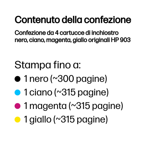 HP 903 Multipack – Multipack nero + ciano + magenta + giallo originale