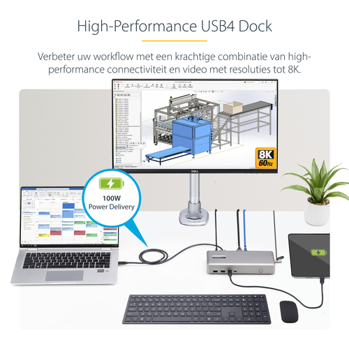 StarTech.com USB4 Docking Station, USB-C 40Gbps, Dual Video HDMI, Up to 2x 4K 60Hz 4:4:4 (RGB) or 2x 4K 120Hz 4:2:2, Multi-Monitor Dock, 6x USB,, afbeelding 6