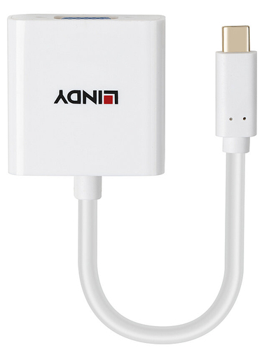 Lindy 43437 video kabel adapter 0,1 m USB Type-C VGA (D-Sub) Wit