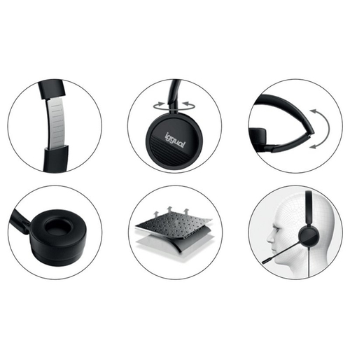 Auriculares com microfone iggual Dual Tech Preto