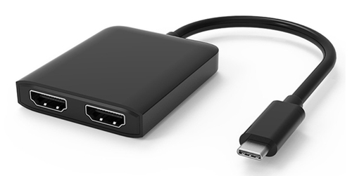 Techly IADAP USBC-HDMI2T4K video cable adapter 0.15 m USB Type-C 2 x HDMI Black