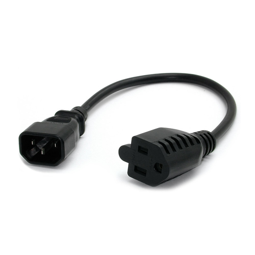 PAC100 StarTechcom Cable de alimentación 30 cm para ordenador - IEC 320 EN 60320 C14 a NEMA 5-15R - Cable alargador de alimentación - NEMA 5-15 H a IEC 60320 C14 - 30 cm - negro - para P/N PS2POWER230