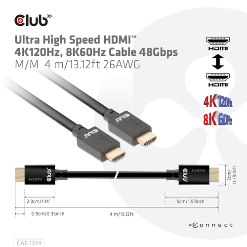 Club 3D Ultra High Speed HDMI 2.1 male-male kabel, afbeelding 3
