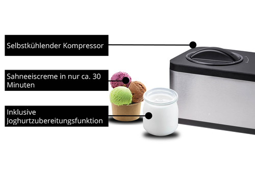 Unold 48826 Eismaschine & Joghurtbereiter EVA Kompressor ismaskine 1,5 L 120 W Sort, Rustfrit stål – billede 4